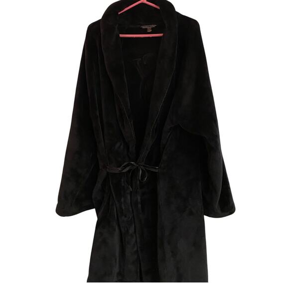 Victorias Secret Black Plush Robe Womens XL Soft Velour Tie Waist - Picture 3 of 7